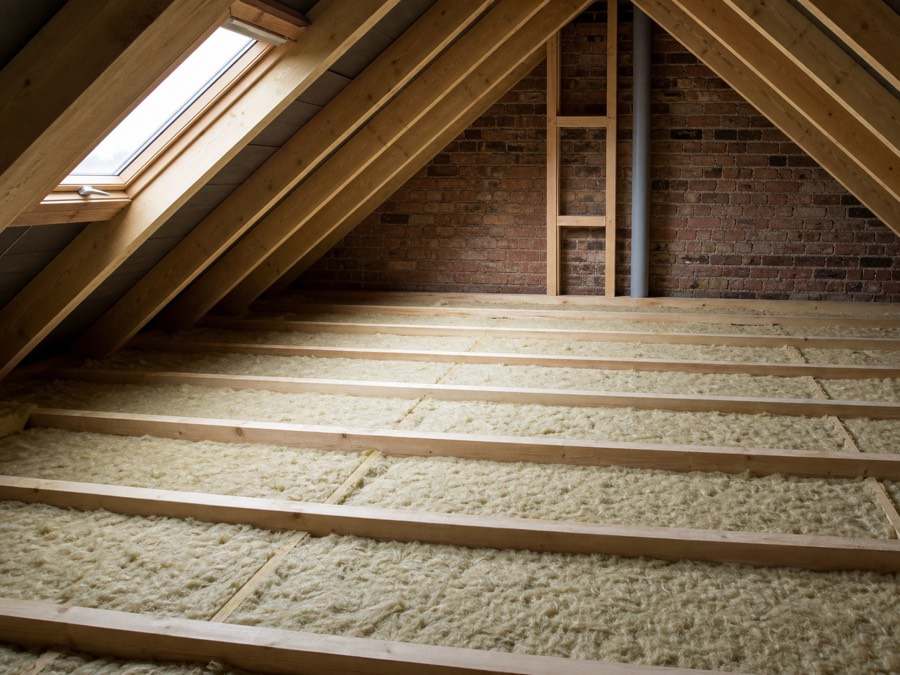 Neatly installed loft insulation in a London home